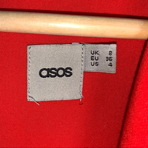 ASOS red short sleeve pleated hem shift dress - Picture 4 of 5